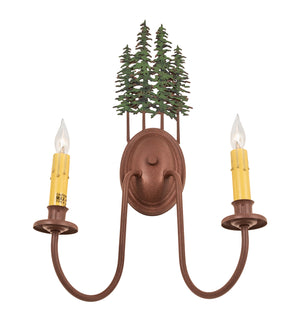 Meyda Tiffany - 29460 - Two Light Wall Sconce Hardware - Tall Pines - Rust/Green Trees