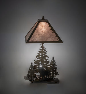 Meyda Tiffany - 32593 - Two Light Table Lamp - Northwoods Wolf On The Loose - Vintage Copper