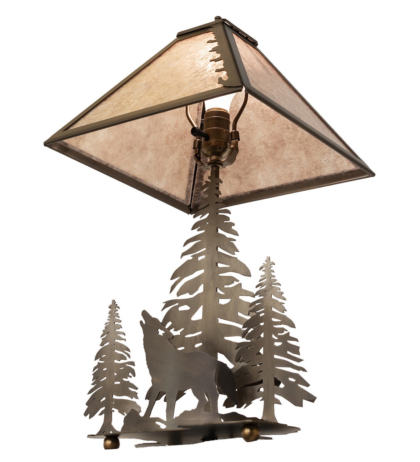 Meyda Tiffany - 32593 - Two Light Table Lamp - Northwoods Wolf On The Loose - Vintage Copper