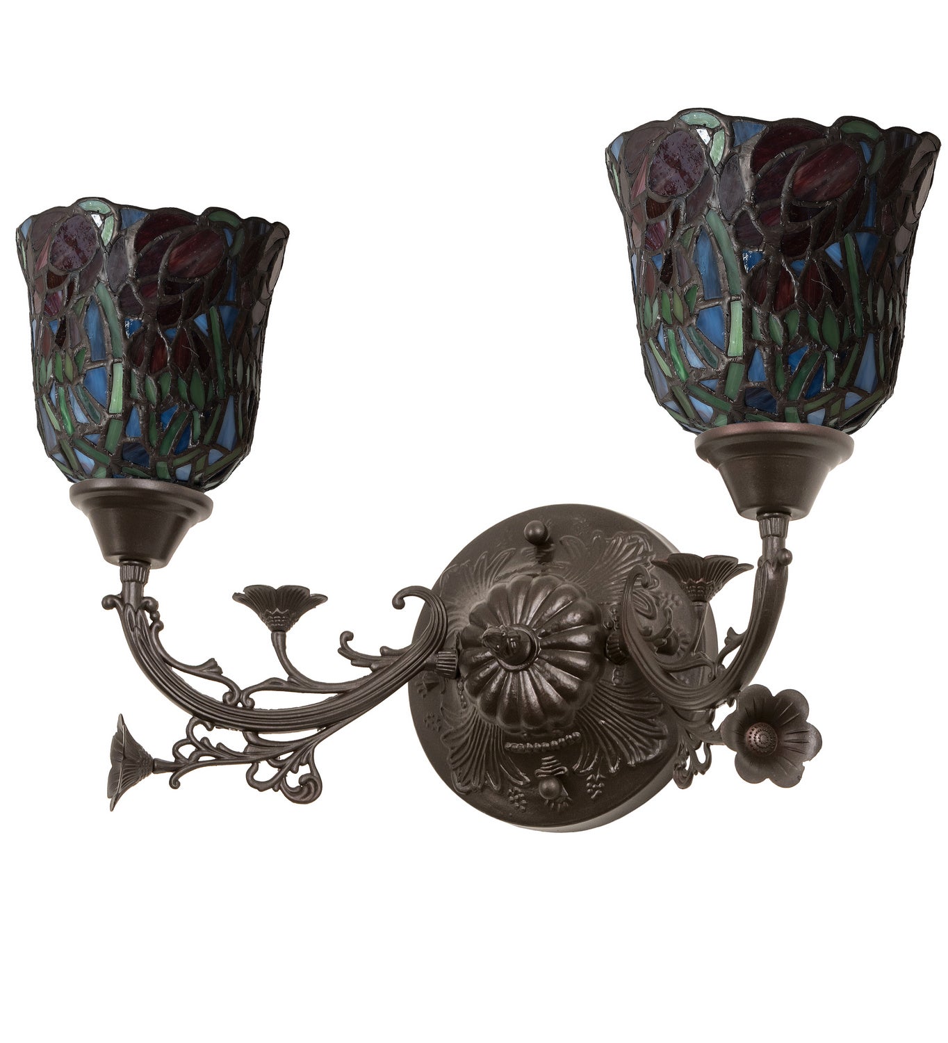 Meyda Tiffany - 36911 - Two Light Wall Sconce - Red Rosebud - Bronze