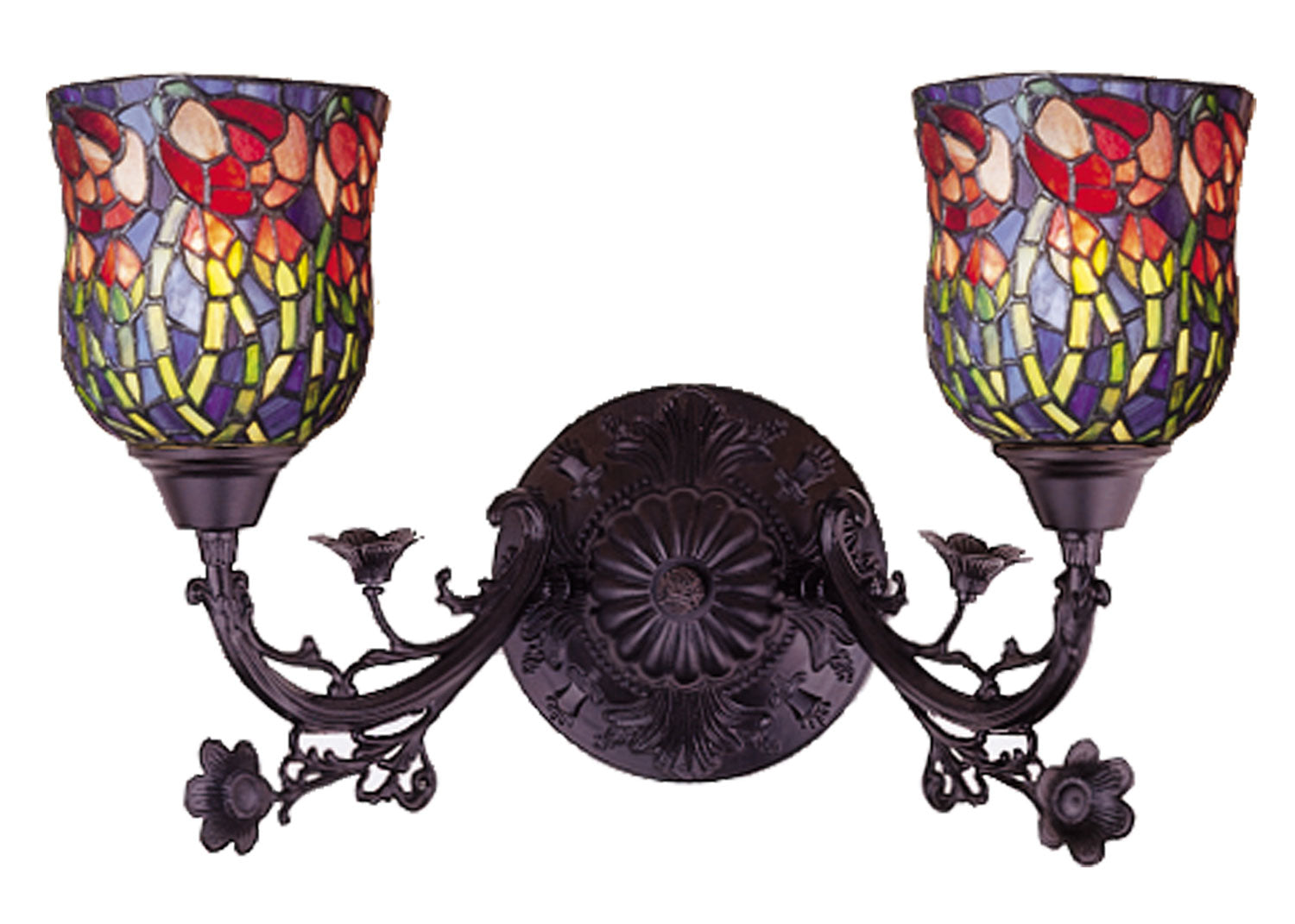 Meyda Tiffany - 36911 - Two Light Wall Sconce - Red Rosebud - Bronze