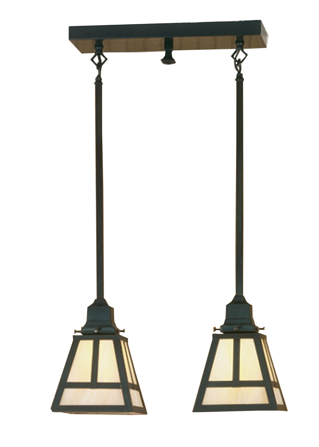 Meyda Tiffany - 52020 - Two Light Island Pendant - T" Mission" - Craftsman Brown