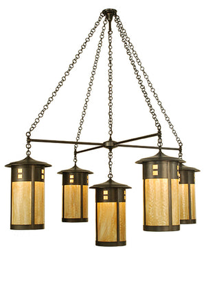 Meyda Tiffany - 72054 - Five Light Chandelier - Fulton - Craftsman Brown