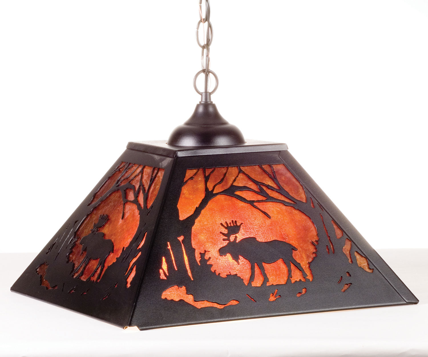 Meyda Tiffany - 73342 - Two Light Pendant - Moose At Dawn - Textured Black