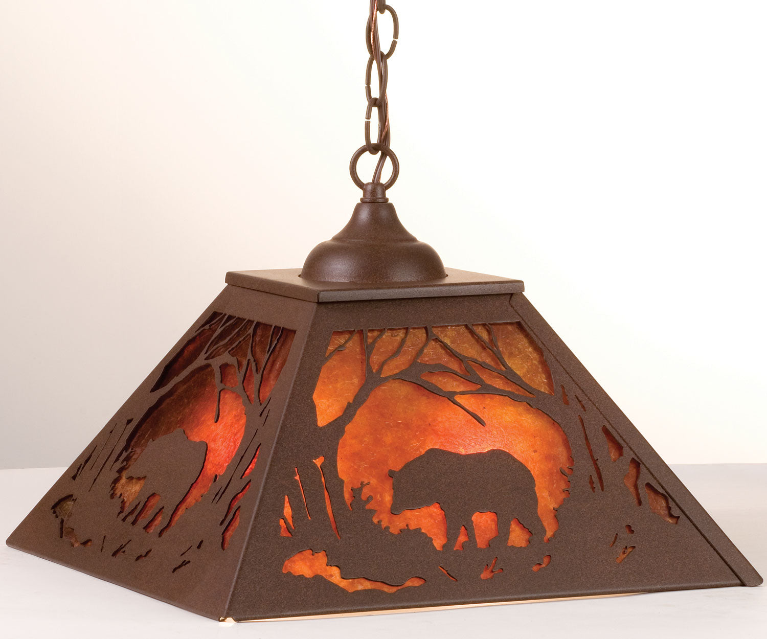 Meyda Tiffany - 73536 - Two Light Pendant - Bear At Dawn - Cafe Noir