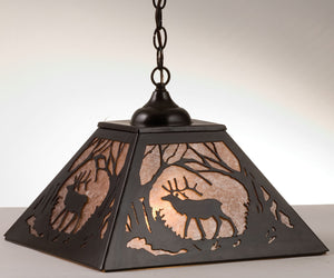 Meyda Tiffany - 73915 - Two Light Pendant - Elk At Dawn - Timeless Bronze