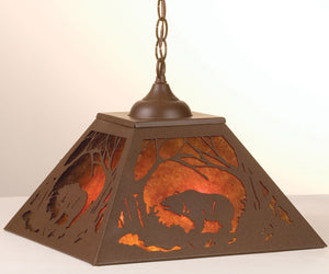 Meyda Tiffany - 74003 - Two Light Pendant - Grizzly Bear At Dawn - Cafe Noir