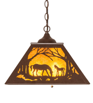 Meyda Tiffany - 74004 - Two Light Pendant - Mare & Foal At Dawn - Cafe Noir