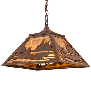 Meyda Tiffany - 74032 - Two Light Pendant - Canoe At Lake - Cafe Noir