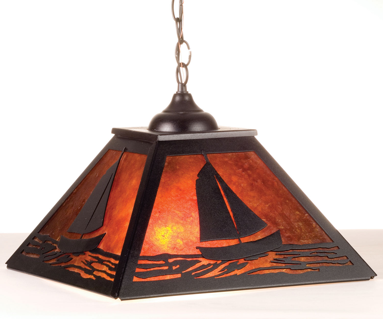 Meyda Tiffany - 76315 - Two Light Pendant - Sailboat - Textured Black