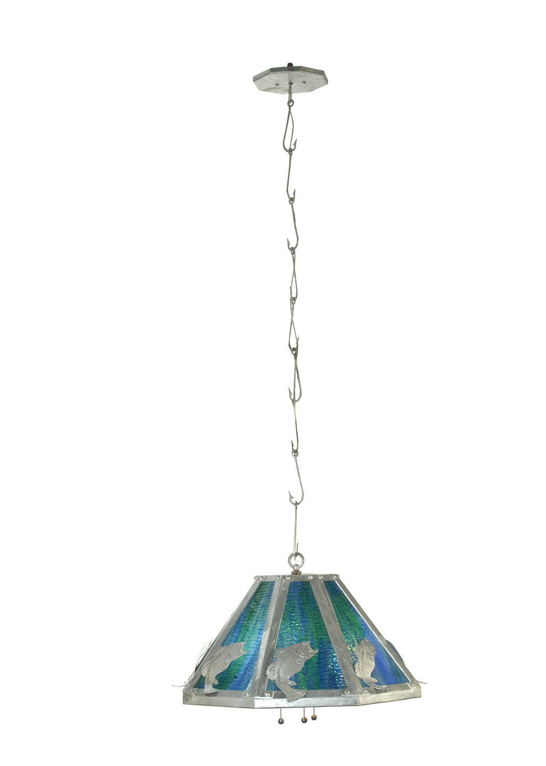 Meyda Tiffany - 81111 - Three Light Pendant - Leaping Bass - Sparkle Silver