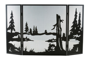 Meyda Tiffany - 81150 - Fireplace Screen - Quiet Pond - Textured Black