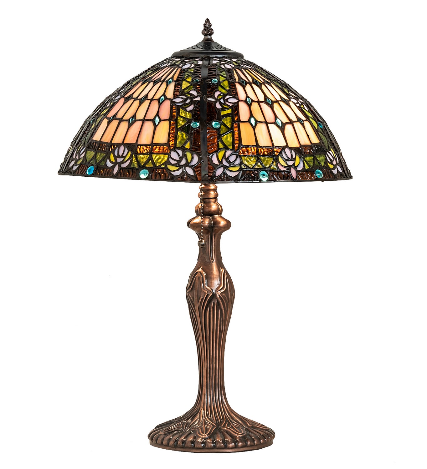 Meyda Tiffany - 81447 - Two Light Table Lamp - Fleur-De-Lis - Green/Blue Lt Blue Xag Blue