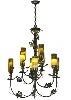 Meyda Tiffany - 82695 - Nine Light Chandelier - Tuscan Vineyard - Black Metal