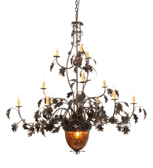 Meyda Tiffany - 98524 - 14 Light Chandelier - Greenbriar Oak - Antique Copper