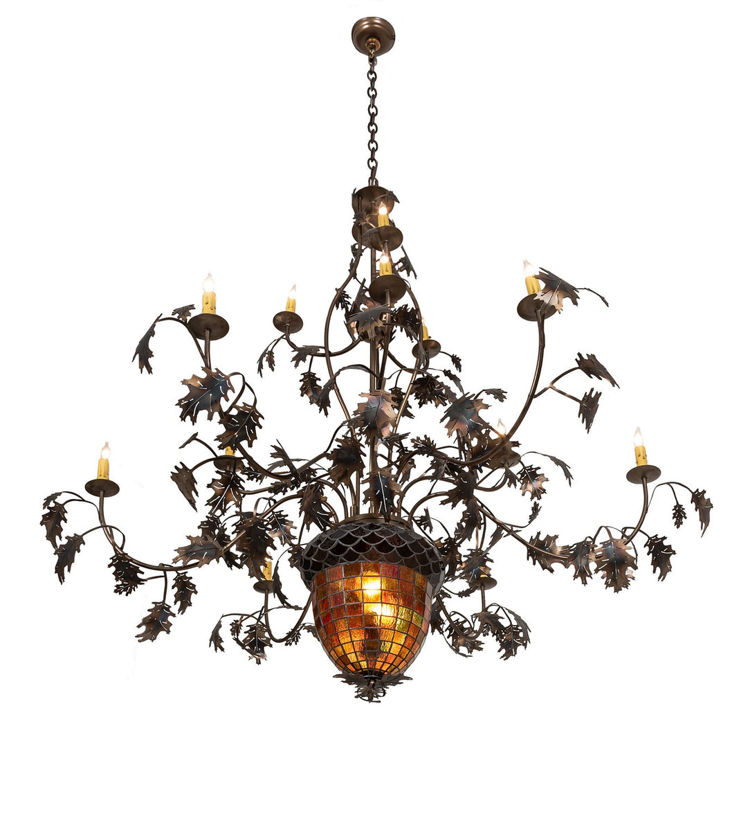 Meyda Tiffany - 98524 - 14 Light Chandelier - Greenbriar Oak - Antique Copper