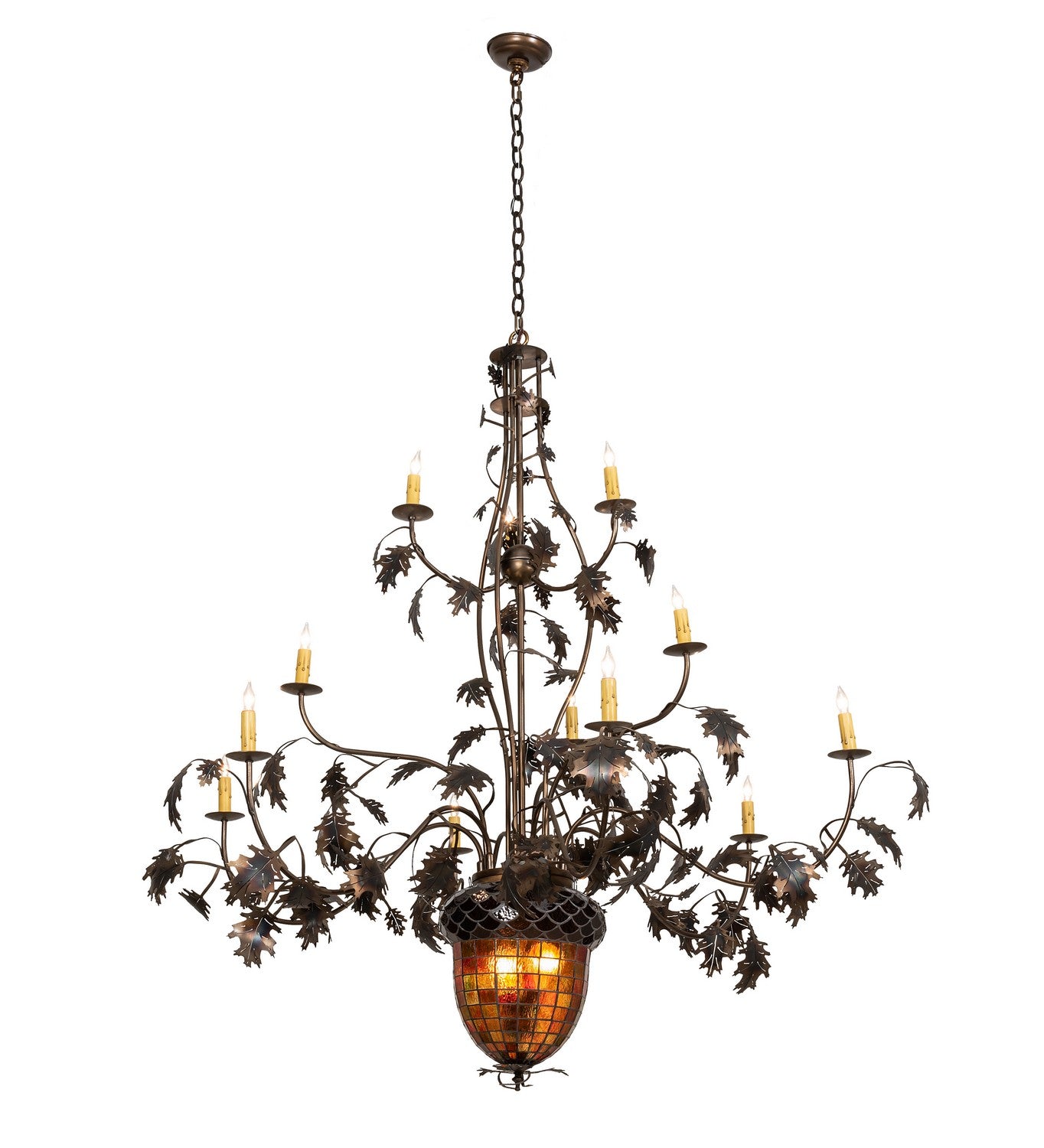 Meyda Tiffany - 98524 - 14 Light Chandelier - Greenbriar Oak - Antique Copper