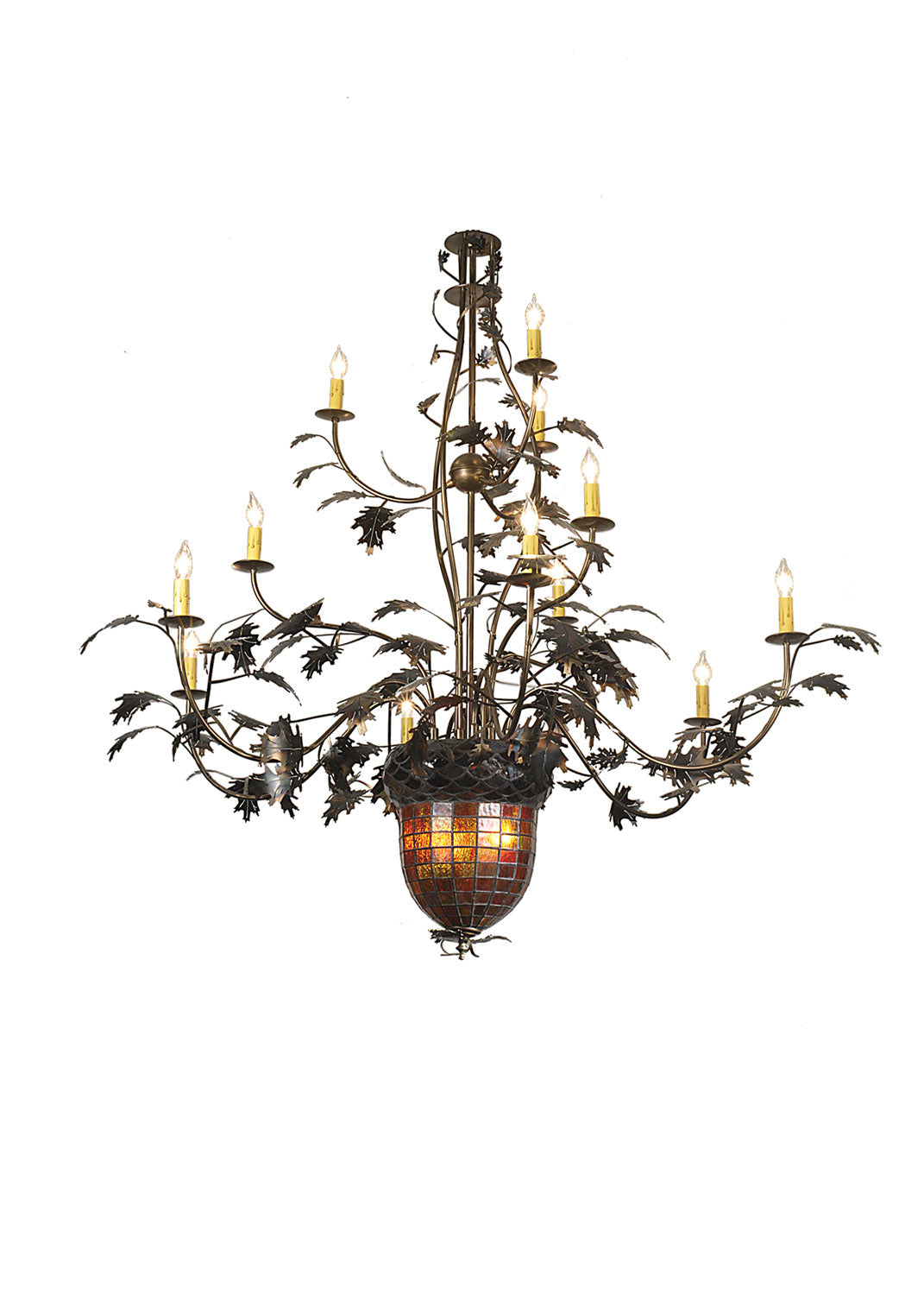 Meyda Tiffany - 98524 - 14 Light Chandelier - Greenbriar Oak - Antique Copper