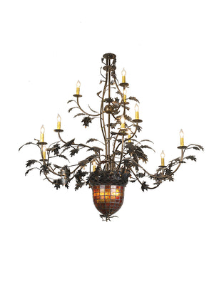 Meyda Tiffany - 98524 - 14 Light Chandelier - Greenbriar Oak - Antique Copper