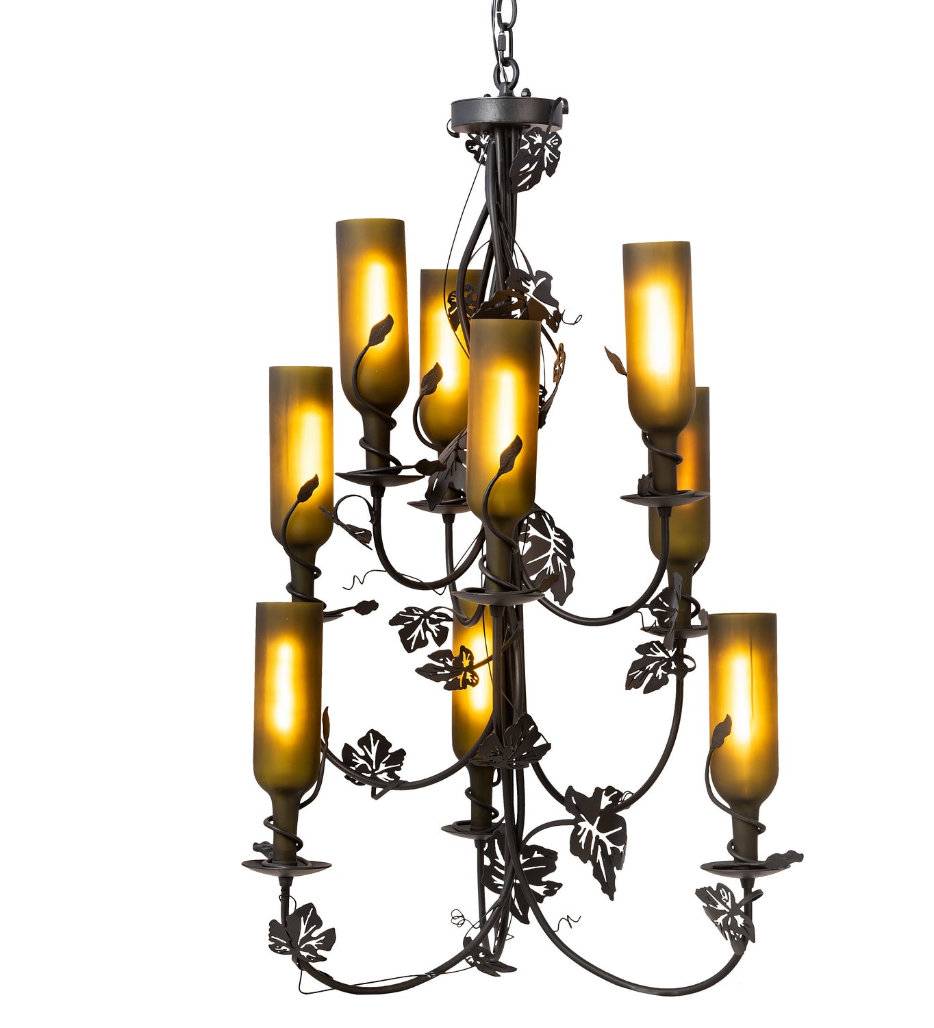 Meyda Tiffany - 99035 - Nine Light Chandelier - Tuscan Vineyard - Black Metal