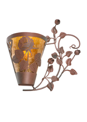 Meyda Tiffany - 99452 - Two Light Wall Sconce - Roses & Leaves - Rust/Wrought Iron