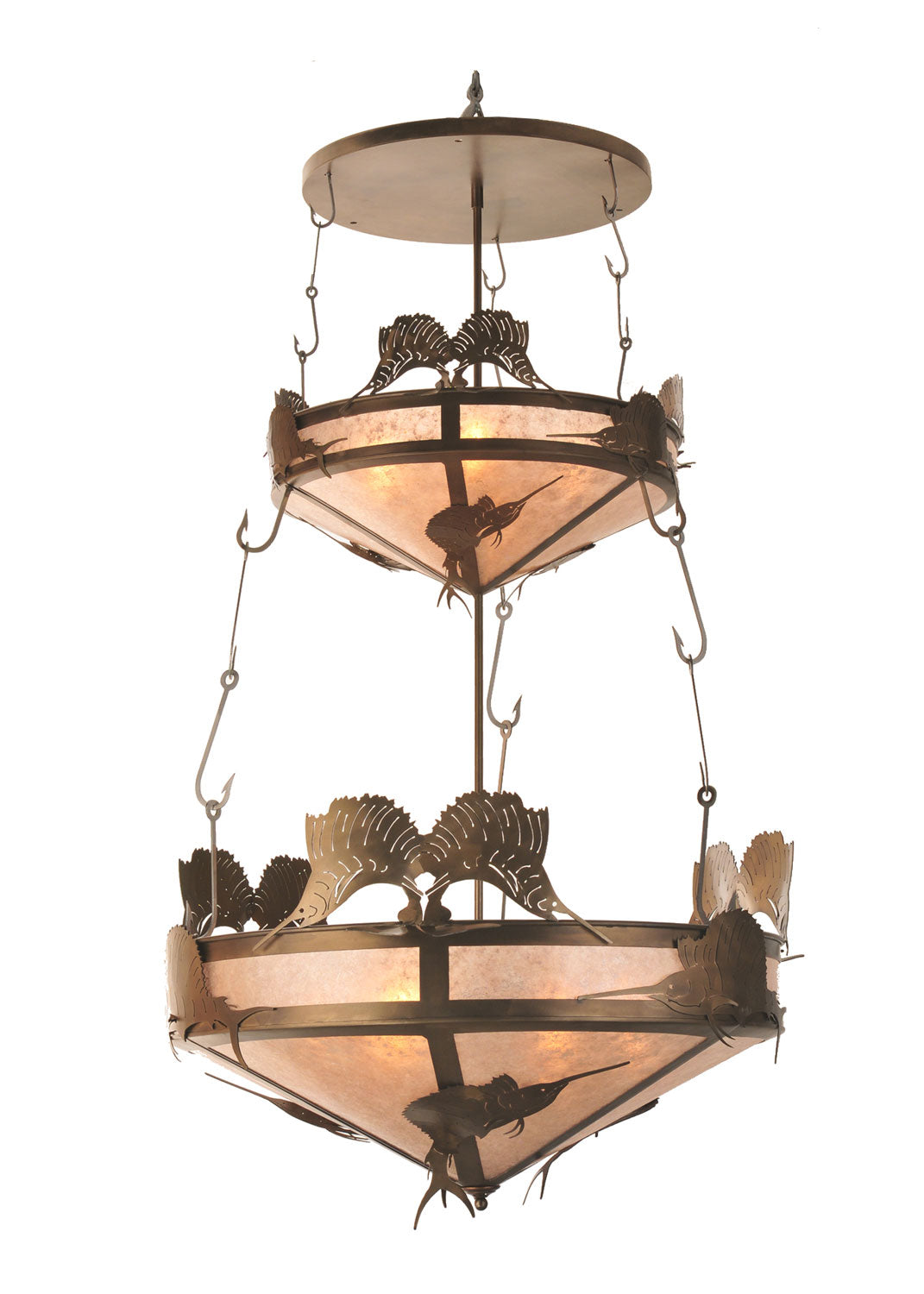 Meyda Tiffany - 99648 - Ten Light Inverted Pendant - Catch Of The Day - Antique Copper