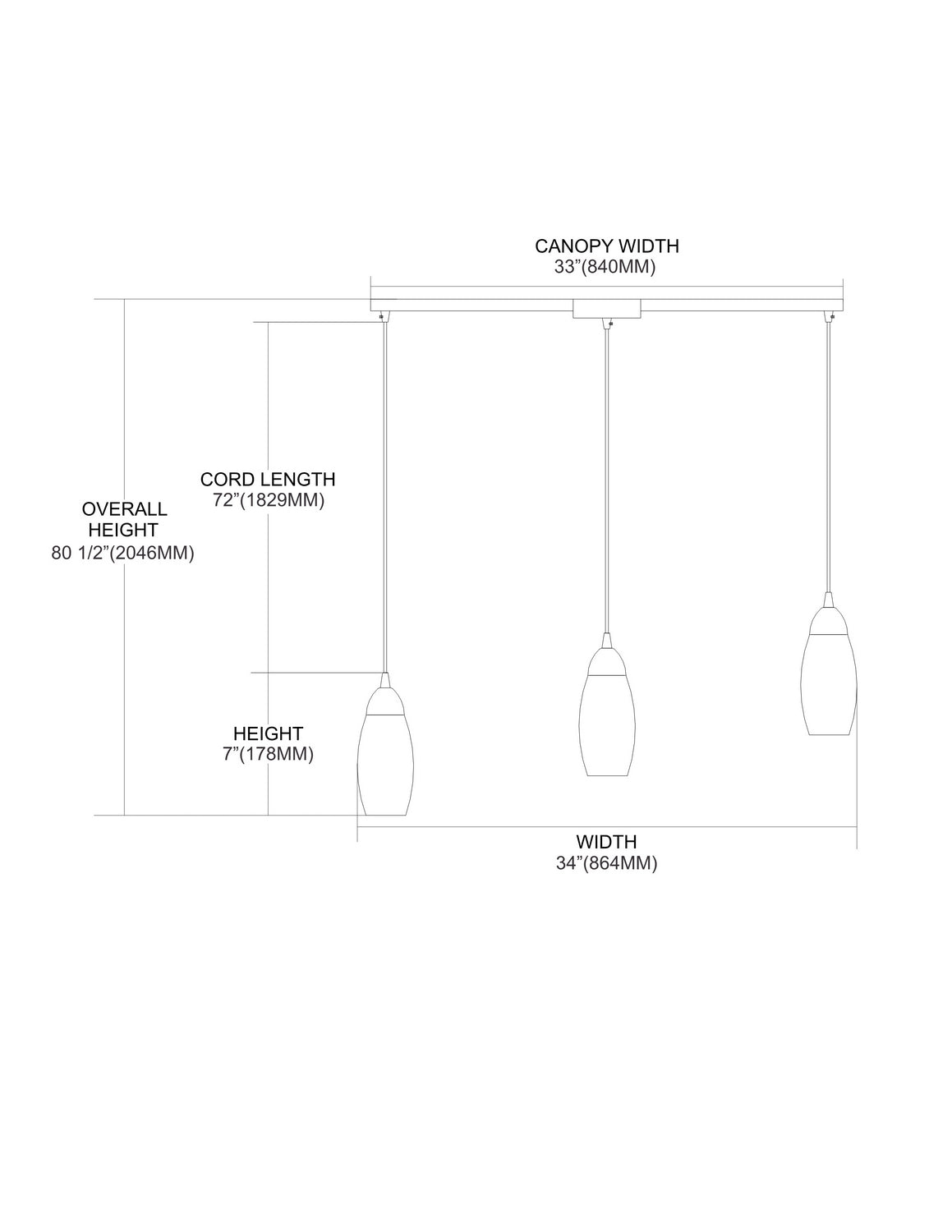 ELK Home - 110-3L-BL - Three Light Pendant - Milan - Satin Nickel