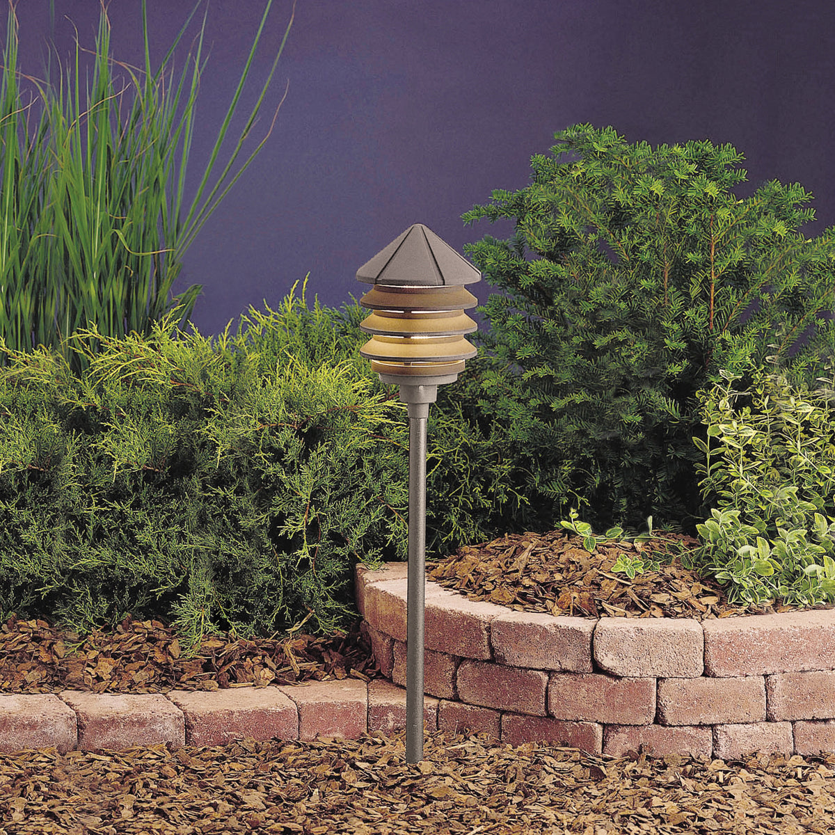 Kichler - 15205AZT - One Light Path & Spread - Six Groove - Textured Architectural Bronze