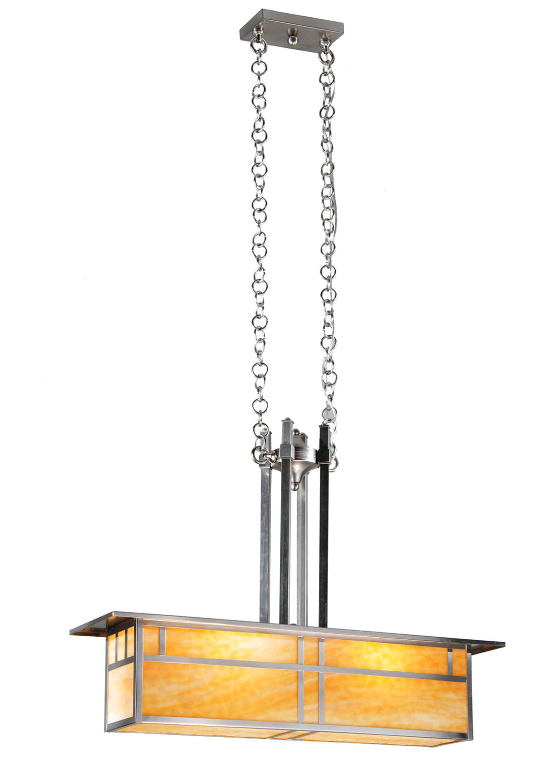 Meyda Tiffany - 106377 - Two Light Island Pendant - Double Bar Mission - Nickel