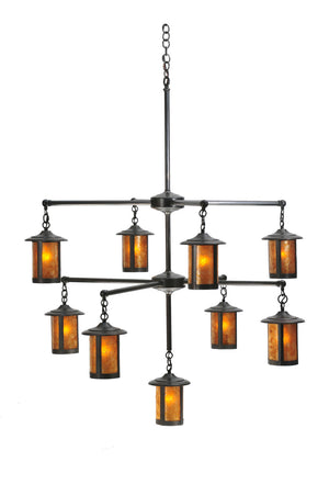 Meyda Tiffany - 107194 - Nine Light Chandelier - Fulton - Craftsman Brown