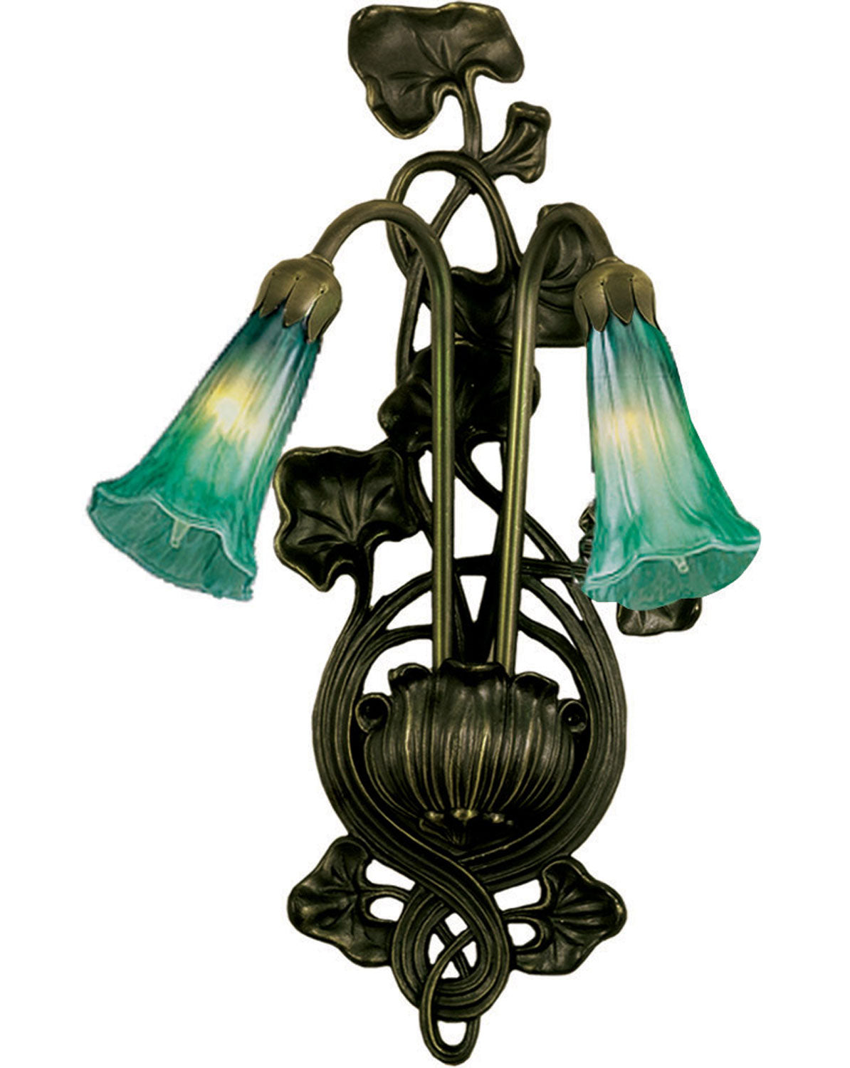 Meyda Tiffany - 17092 - Two Light Wall Sconce - Green Pond Lily - Mahogany Bronze