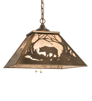 Meyda Tiffany - 51489 - Two Light Pendant - Bear At Dawn - Antique Copper