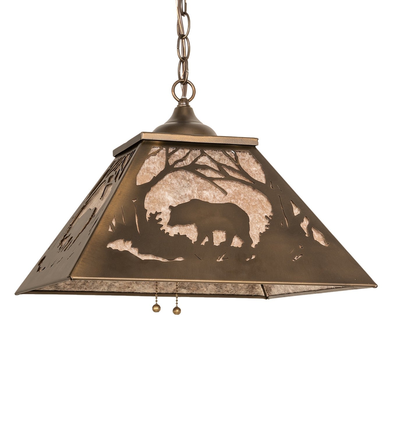 Meyda Tiffany - 51489 - Two Light Pendant - Bear At Dawn - Antique Copper