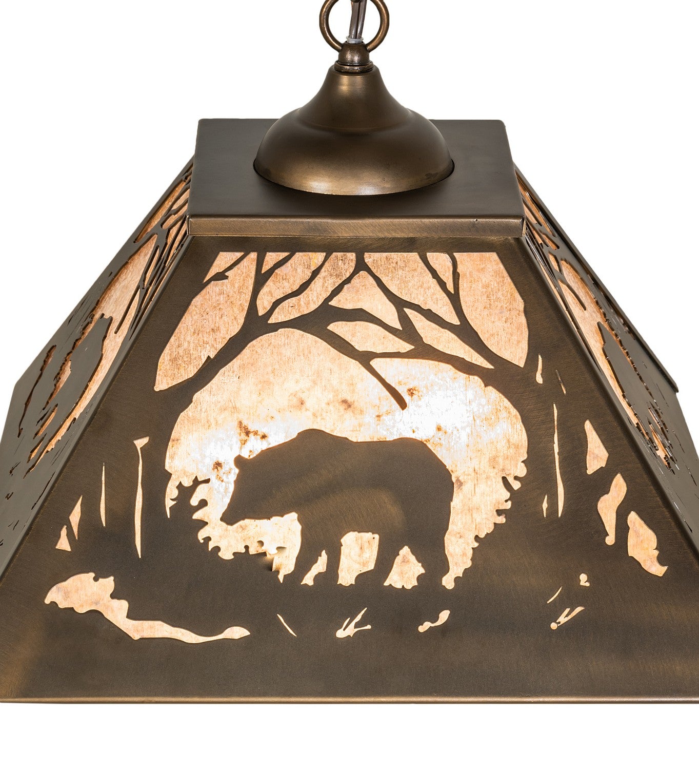 Meyda Tiffany - 51489 - Two Light Pendant - Bear At Dawn - Antique Copper