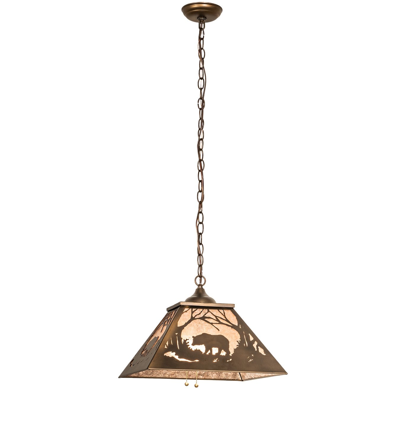 Meyda Tiffany - 51489 - Two Light Pendant - Bear At Dawn - Antique Copper