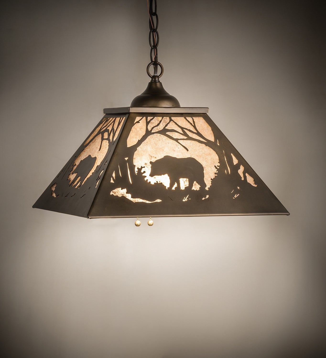 Meyda Tiffany - 51489 - Two Light Pendant - Bear At Dawn - Antique Copper