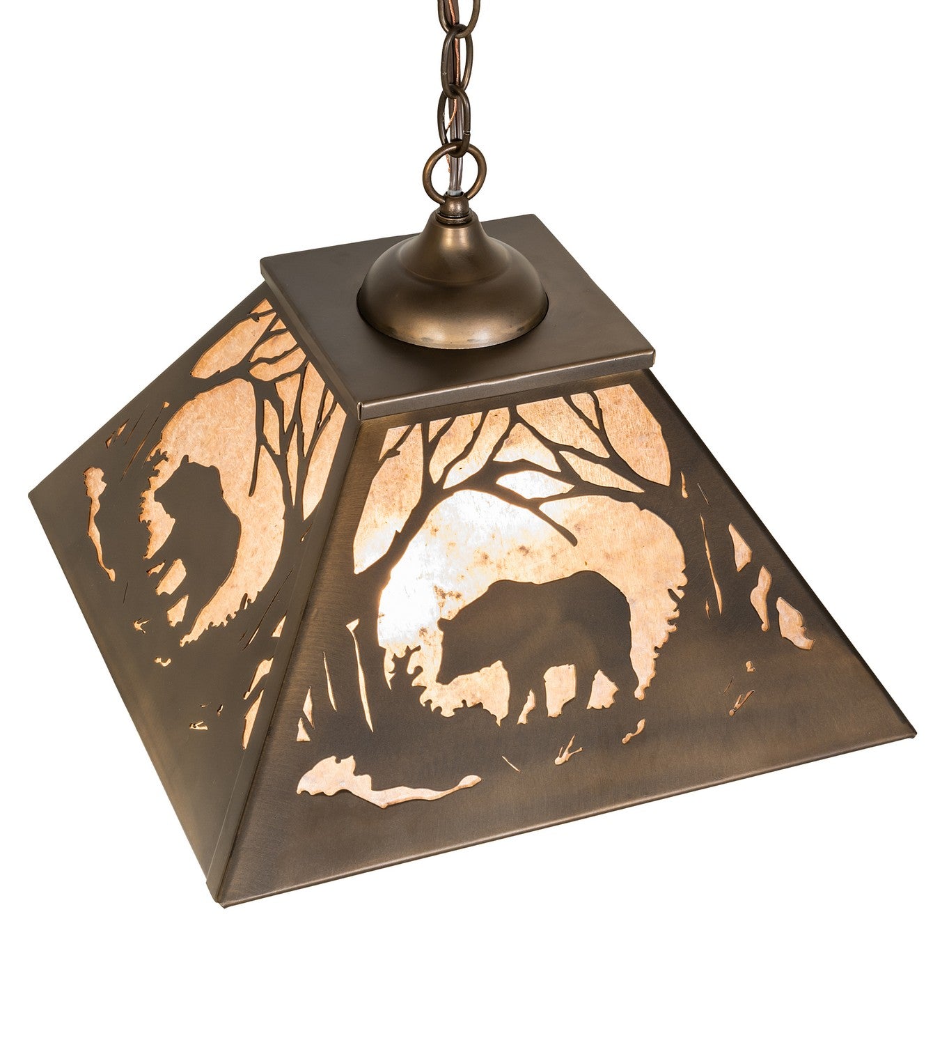 Meyda Tiffany - 51489 - Two Light Pendant - Bear At Dawn - Antique Copper