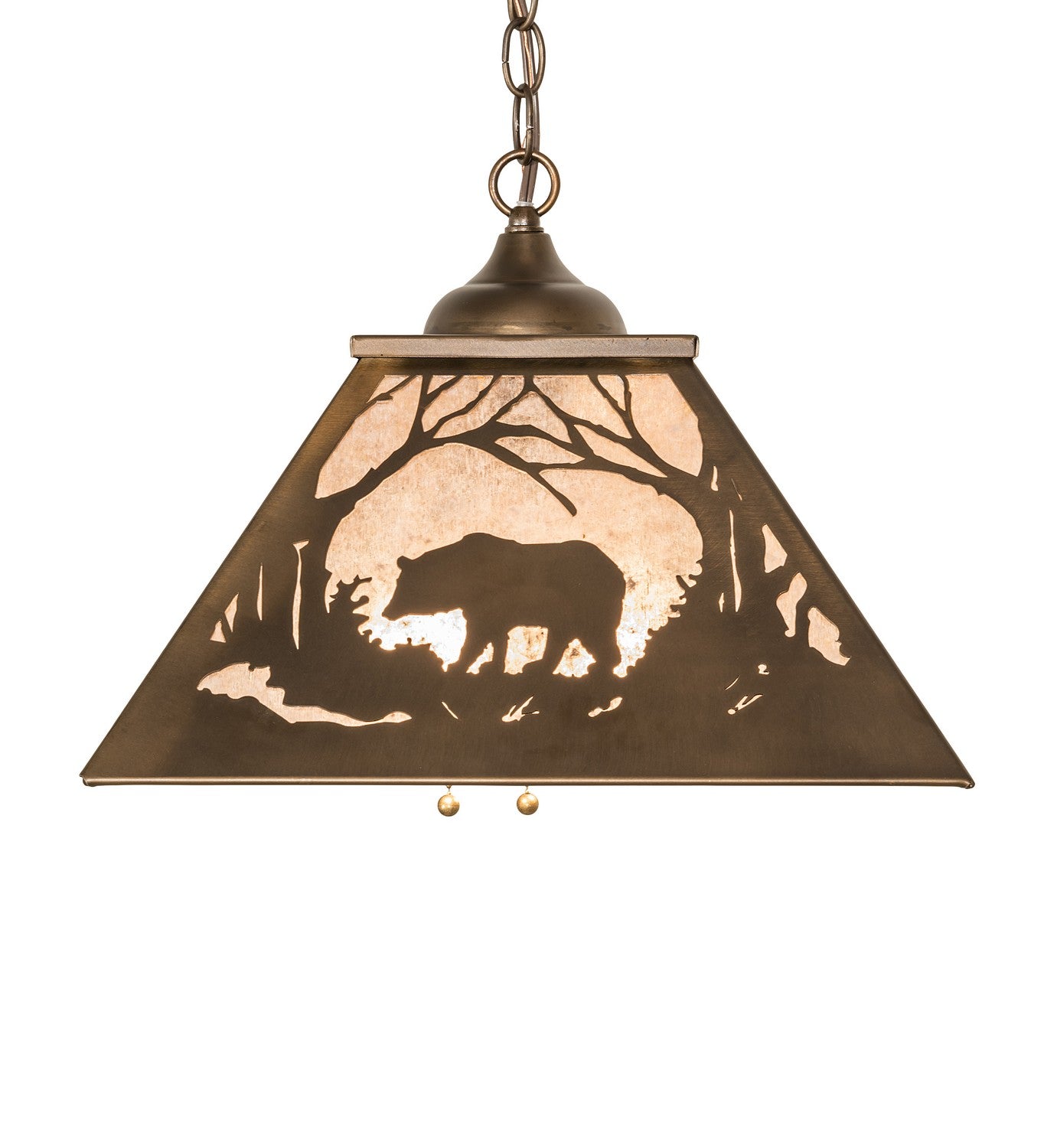 Meyda Tiffany - 51489 - Two Light Pendant - Bear At Dawn - Antique Copper