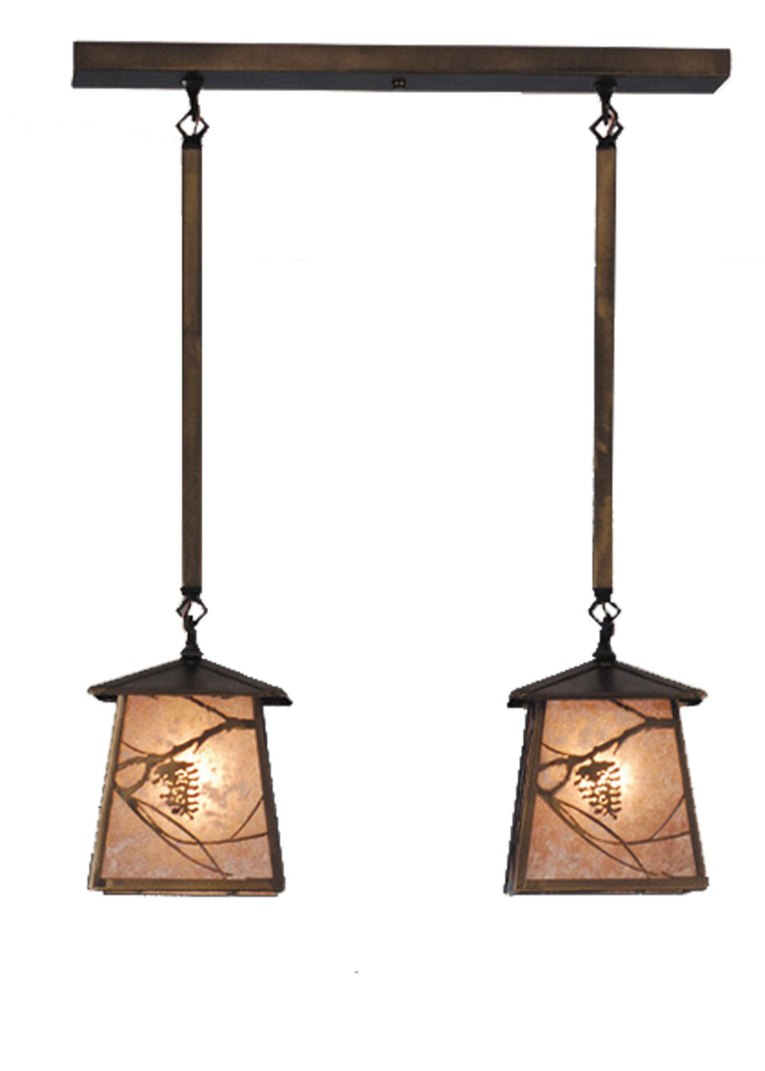 Meyda Tiffany - 82388 - Two Light Island Pendant - Whispering Pines - Antique Copper