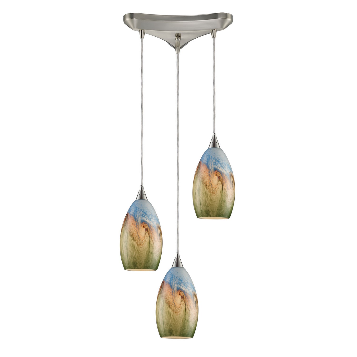 ELK Home - 10077/3 - Three Light Pendant - Geologic - Satin Nickel