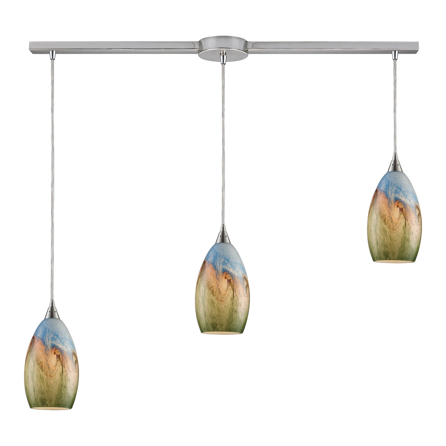 ELK Home - 10077/3L - Three Light Pendant - Geologic - Satin Nickel