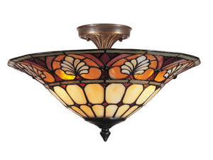 Dale Tiffany - TM100598 - Three Light Flush Mount - Newport - Antique Brass