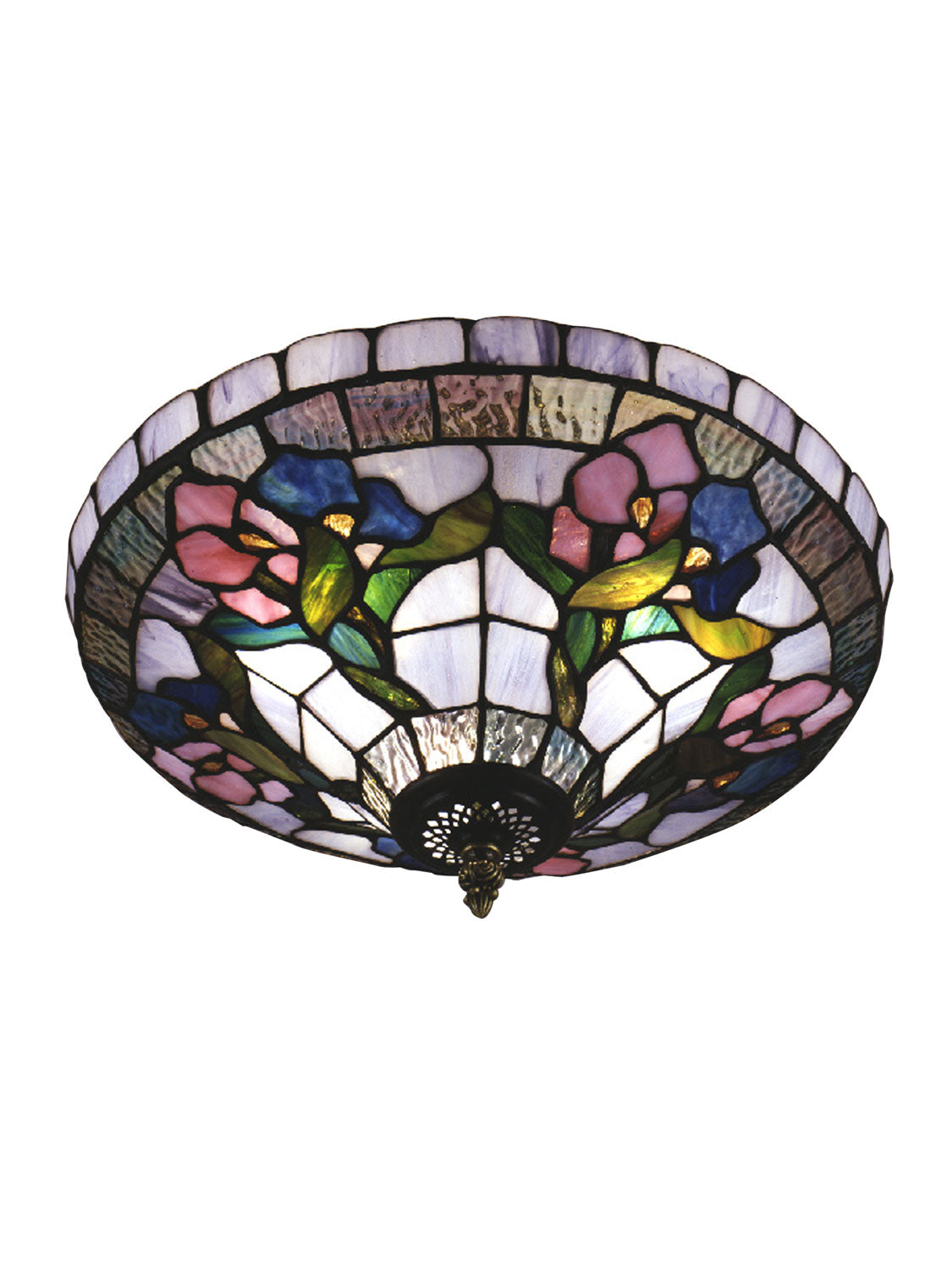 Dale Tiffany - 7096/3LTF - Three Light Flush Mount - Floral - Antique Brass