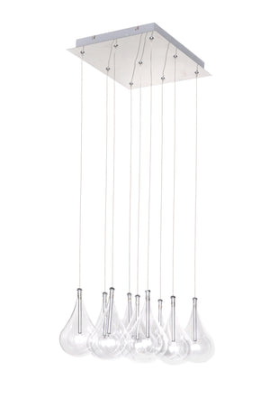 ET2 - E20116-18 - Nine Light Pendant - Larmes - Polished Chrome