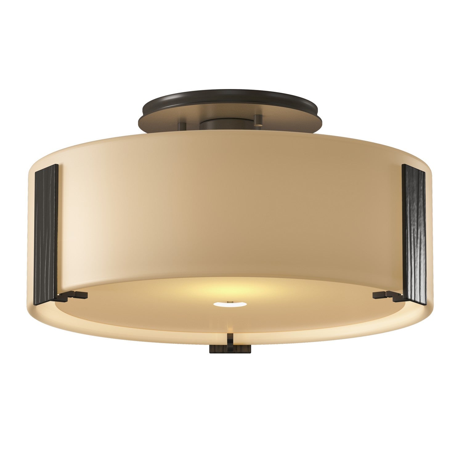 Hubbardton Forge - 126753-SKT-07-GG0218 - One Light Semi-Flush Mount - Impressions - Dark Smoke