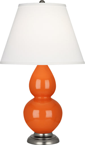 Robert Abbey - 1695X - One Light Accent Lamp - Small Double Gourd - Pumpkin Glazed Ceramic w/Antique Silver