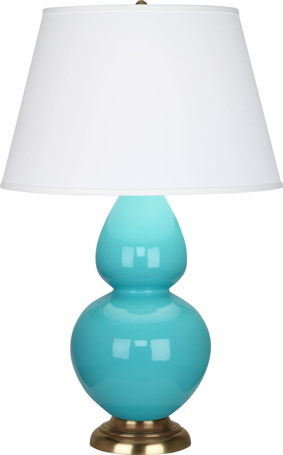 Robert Abbey - 1740X - One Light Table Lamp - Double Gourd - Egg Blue Glazed Ceramic w/Antique Natural Brass