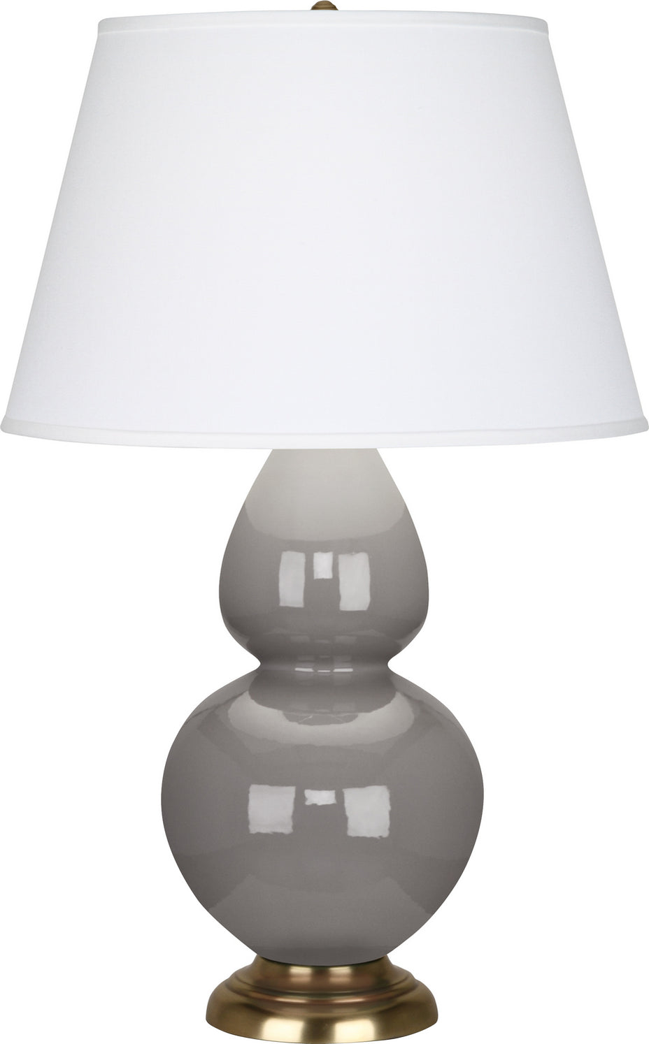 Robert Abbey - 1748X - One Light Table Lamp - Double Gourd - Smokey Taupe Glazed Ceramic w/Antique Natural Brass