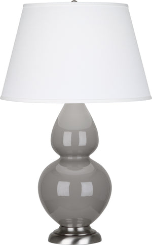 Robert Abbey - 1750X - One Light Table Lamp - Double Gourd - Smoky Taupe Glazed Ceramic w/Antique Silver