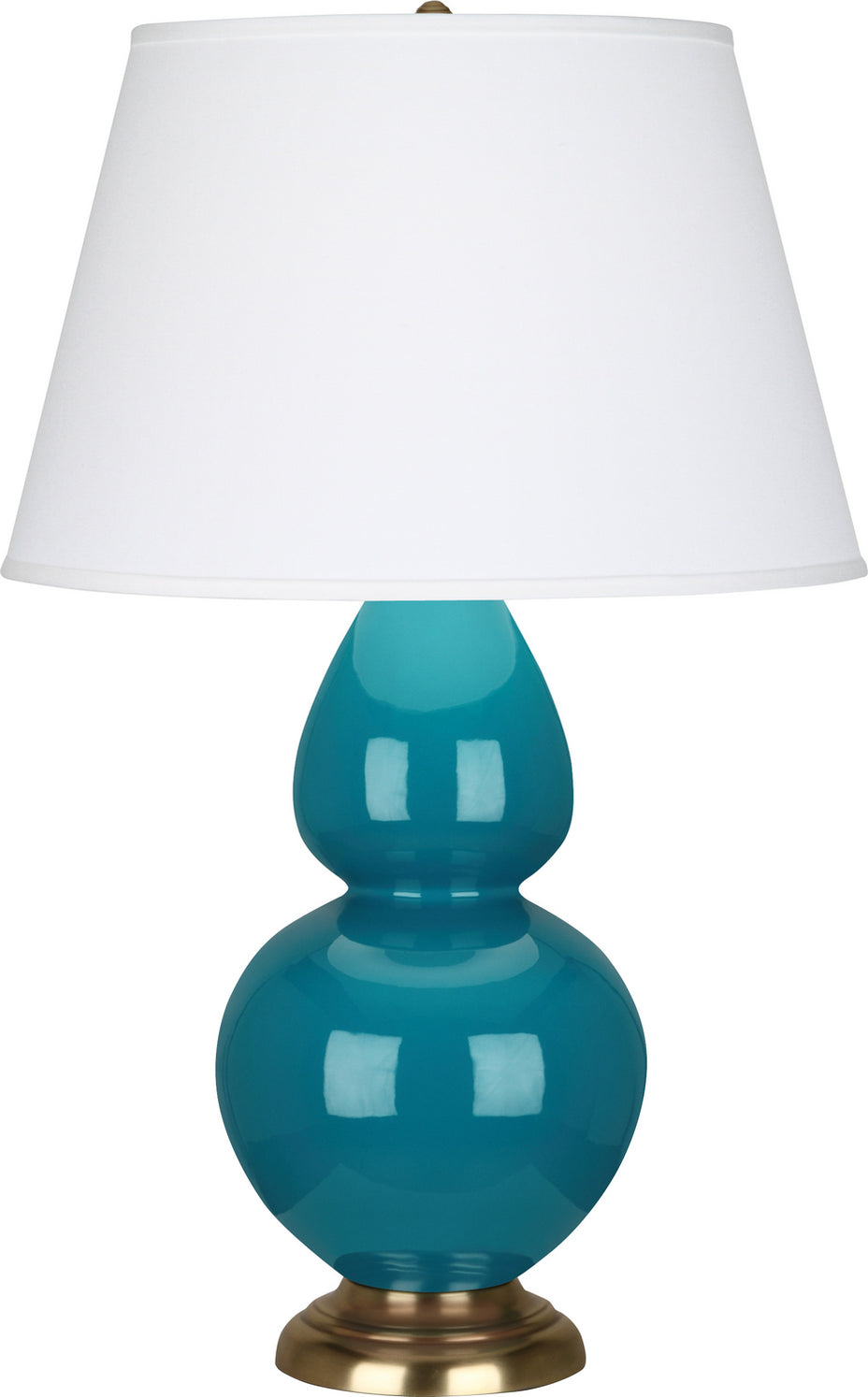 Robert Abbey - 1751X - One Light Table Lamp - Double Gourd - Peacock Glazed Ceramic w/Antique Natural Brass